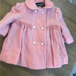 Pink wool Vintage girls coat stitched 12 months by Herman K classic